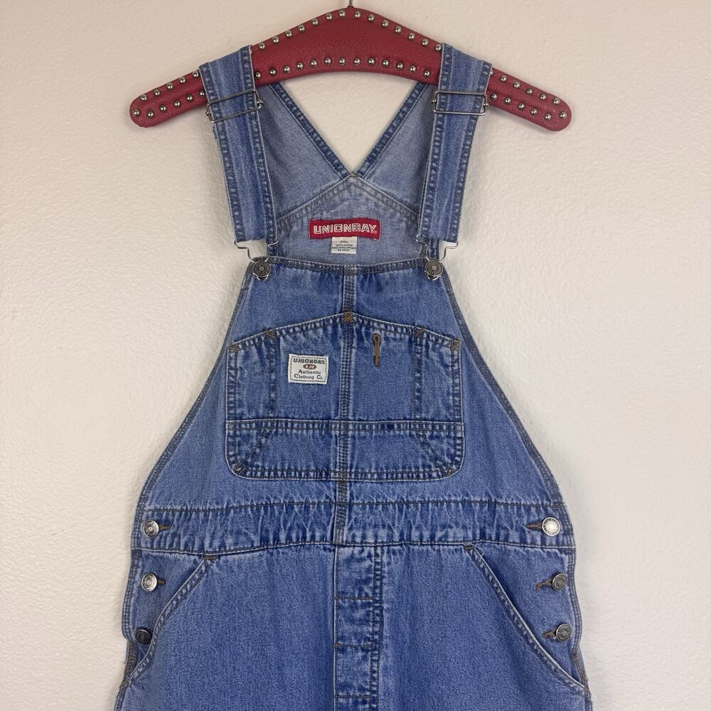 Vintage 90s Y2K Unionbay Blue Jean Cotton Denim Bib Overalls Dungarees Small - Picture 3 of 13